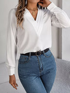 Layered V-neck Long Sleeve Blouse (31)