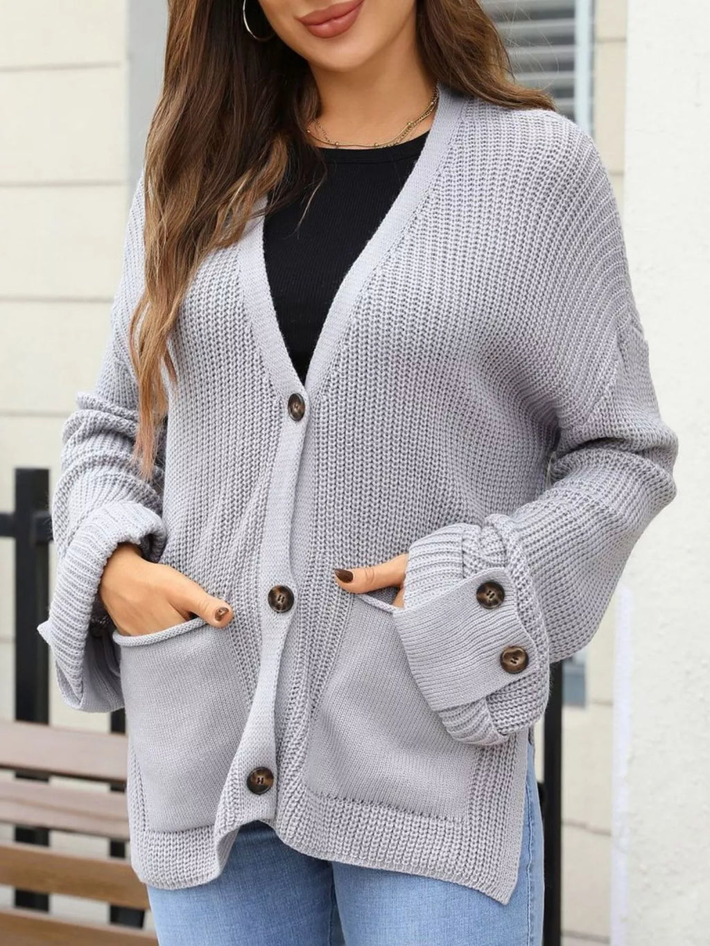 Oversized Knit Button-down Cardigan (7)