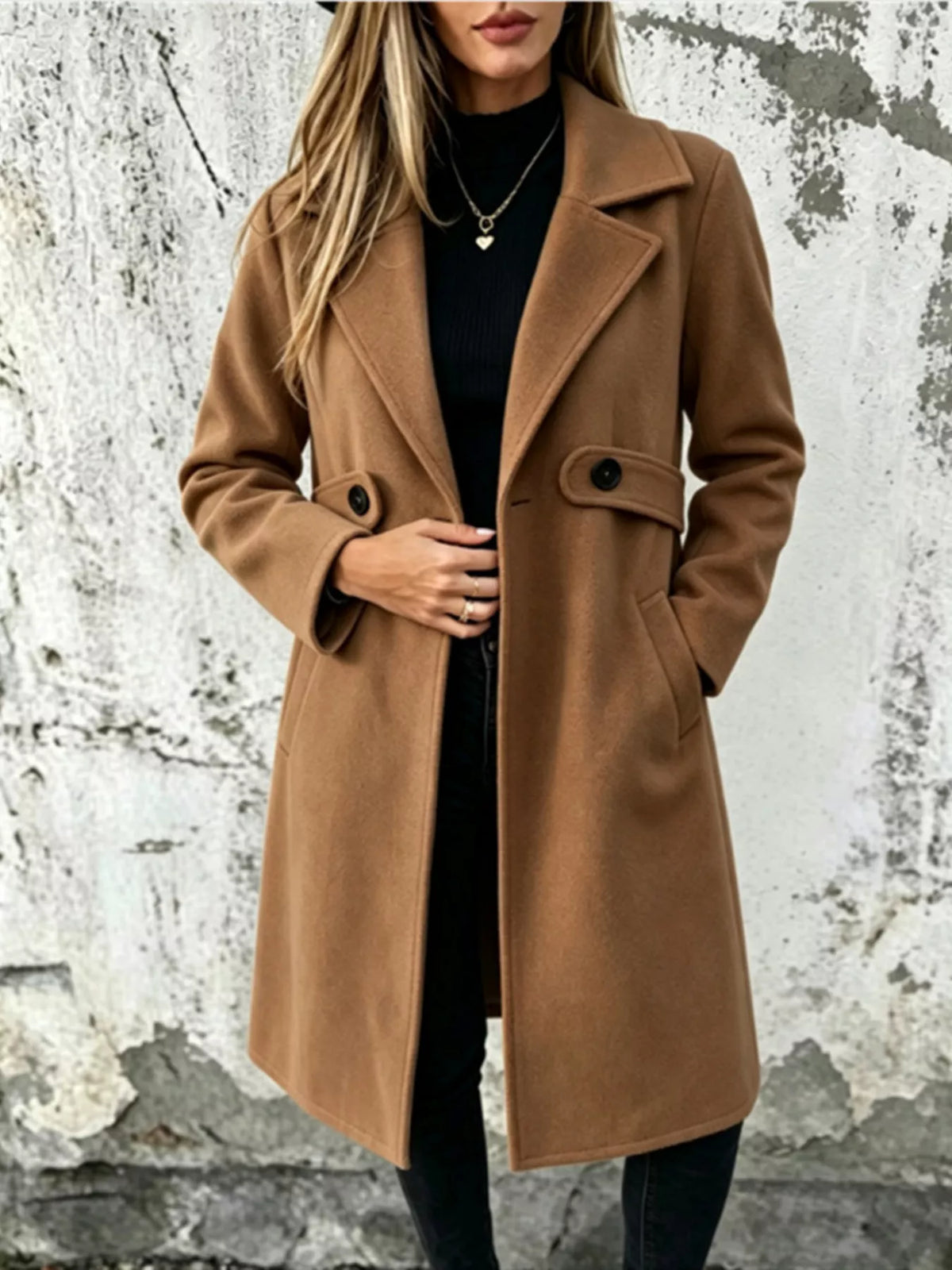 Full Size Lapel Collar Longline Overcoat Plus (7)