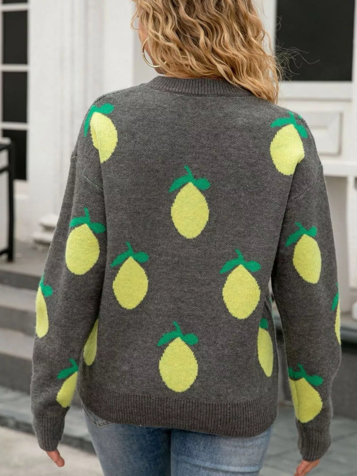 Lemon Crew Neck Round Neck Sweater (15)