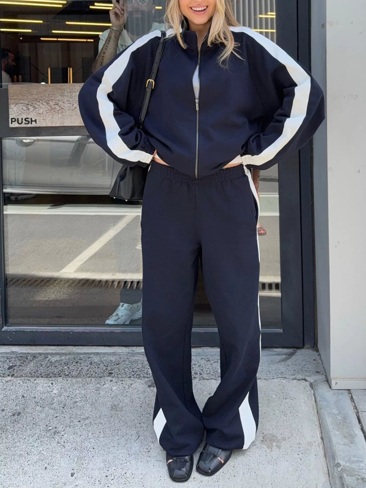 Zip Up Long Sleeve Outerwear Pants Set (24)