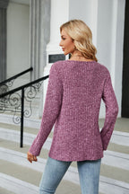 Buttoned Long Sleeve Slit Top (2)