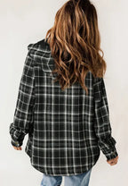 Plaid Button Up Long Sleeve Hooded Jacket (16)