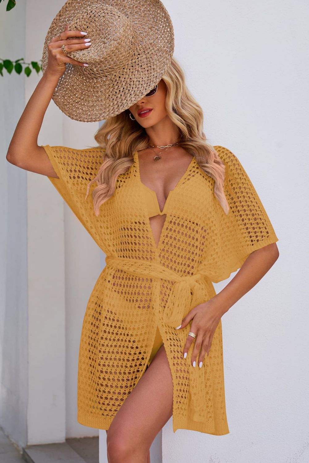 Openwork Tie Waist Cover Up (10)