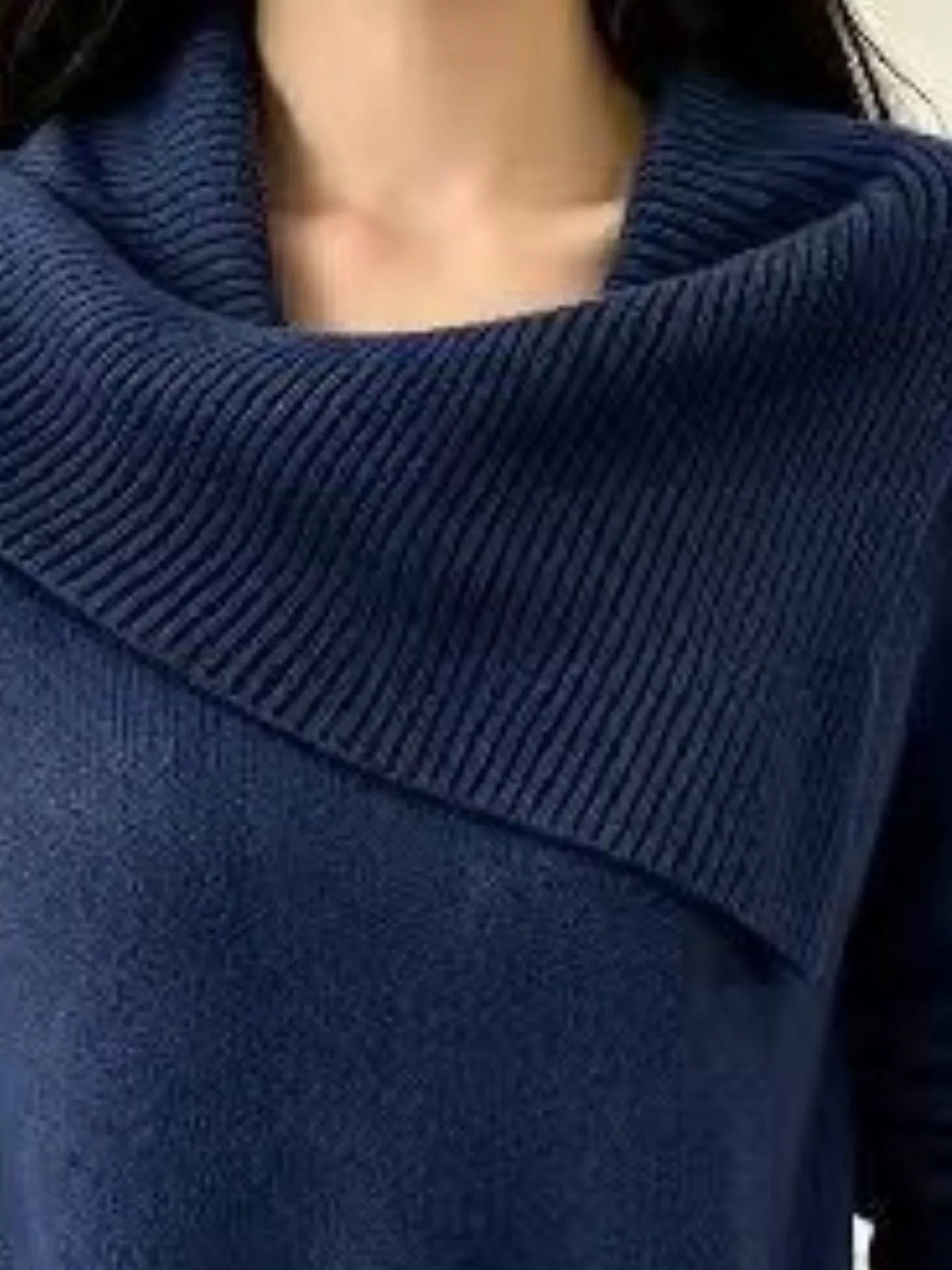 Full Size Asymmetric Ribbed Collar Sweater Plus (23)