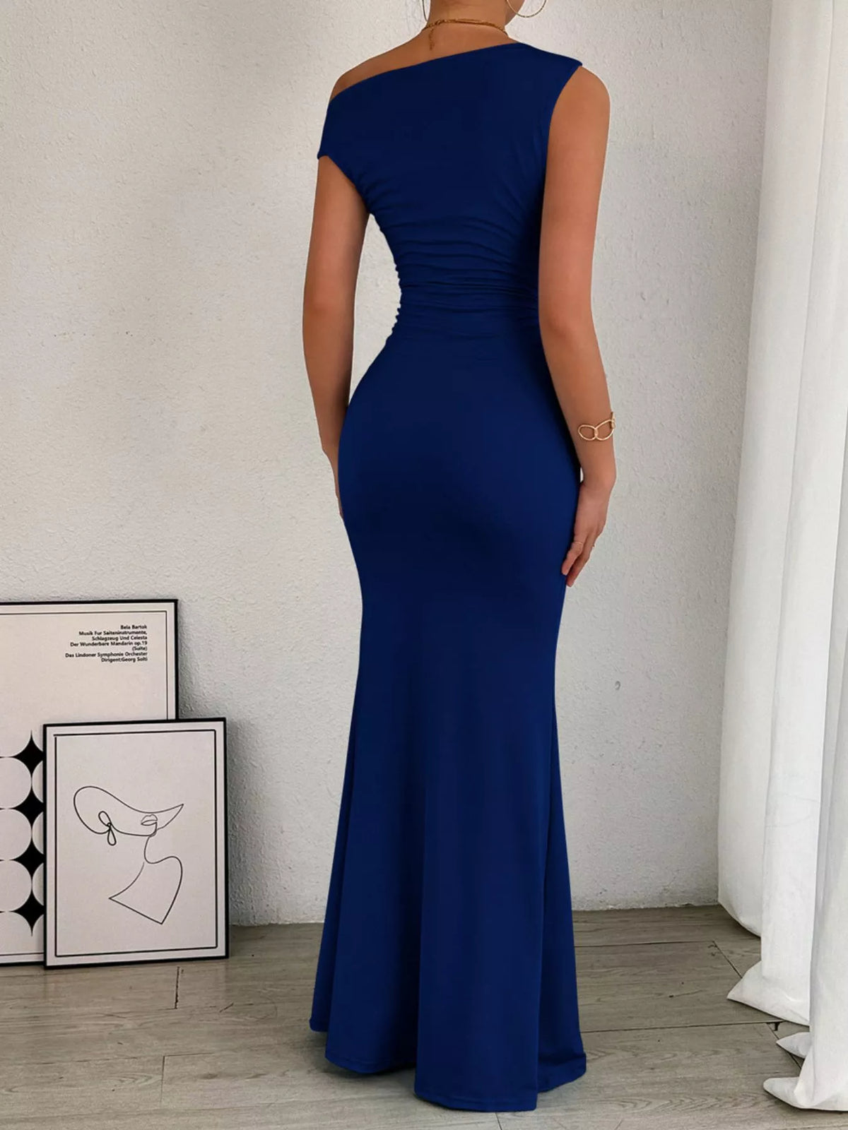 One-shoulder Ruched Bodycon Maxi Dress (23)