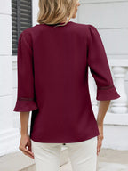 V-neck 3/4 Sleeve Blouse (6)