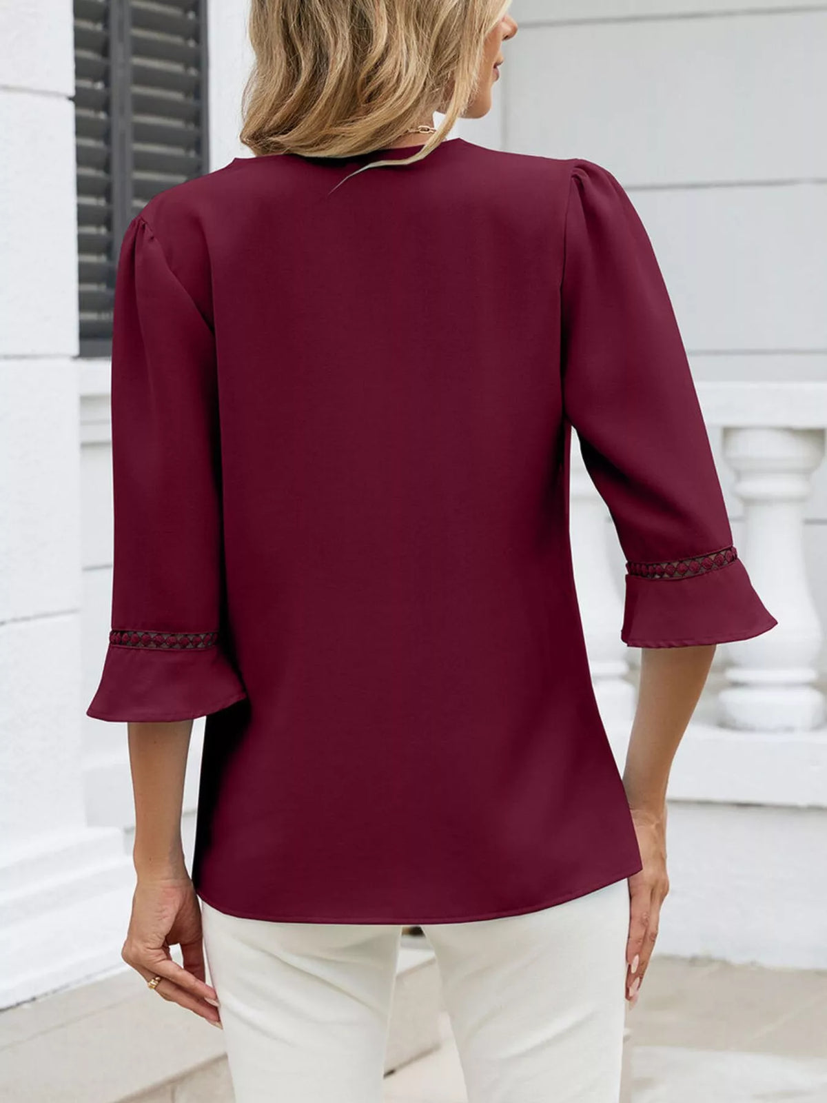 V-neck 3/4 Sleeve Blouse (6)