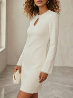 Keyhole Pearl Trim Mini Dress (4)
