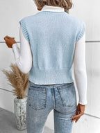 Full Size Button Up V-neck Sweater Vest (21)