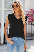 V-neck Cap Sleeve Tank