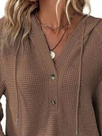 Full Size Button Detail Waffle Knit Hoodie Plus (17)