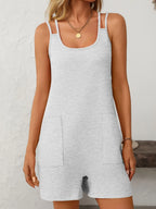 Scoop Neck Spaghetti Strap Romper Pockets (15)