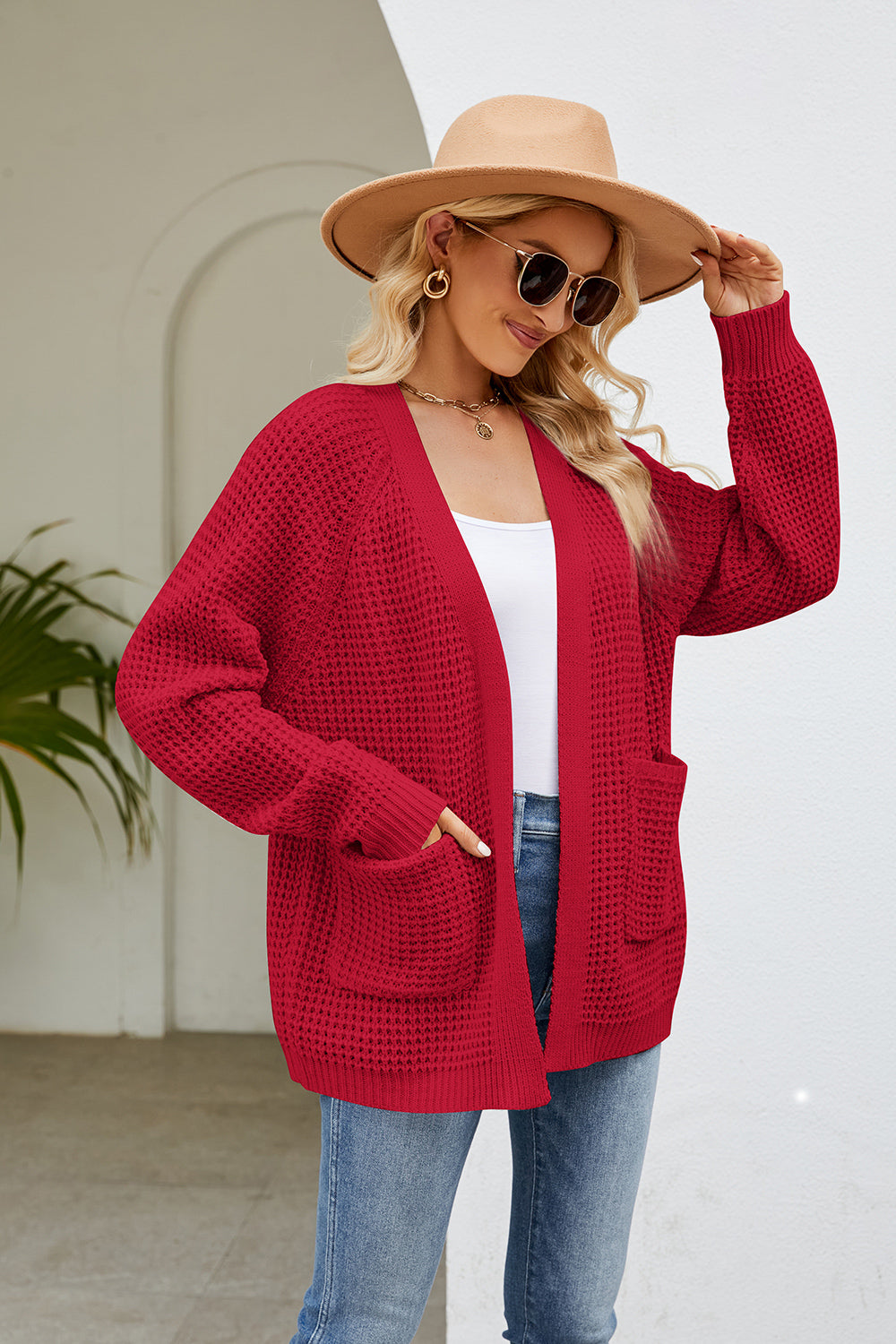 Open Front Long Sleeve Cardigan Pockets (9)