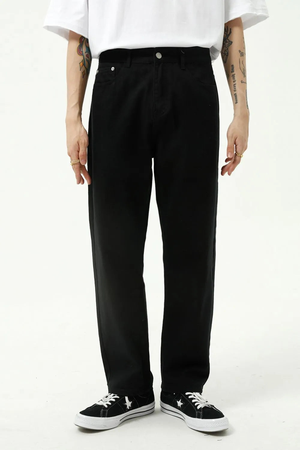 Washed Straight-leg Slim Jeans
