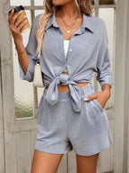 Textured Shirt Shorts Set (12)