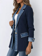 Full Size Denim Trim Ribbed Knit Cardigan Plus (28)