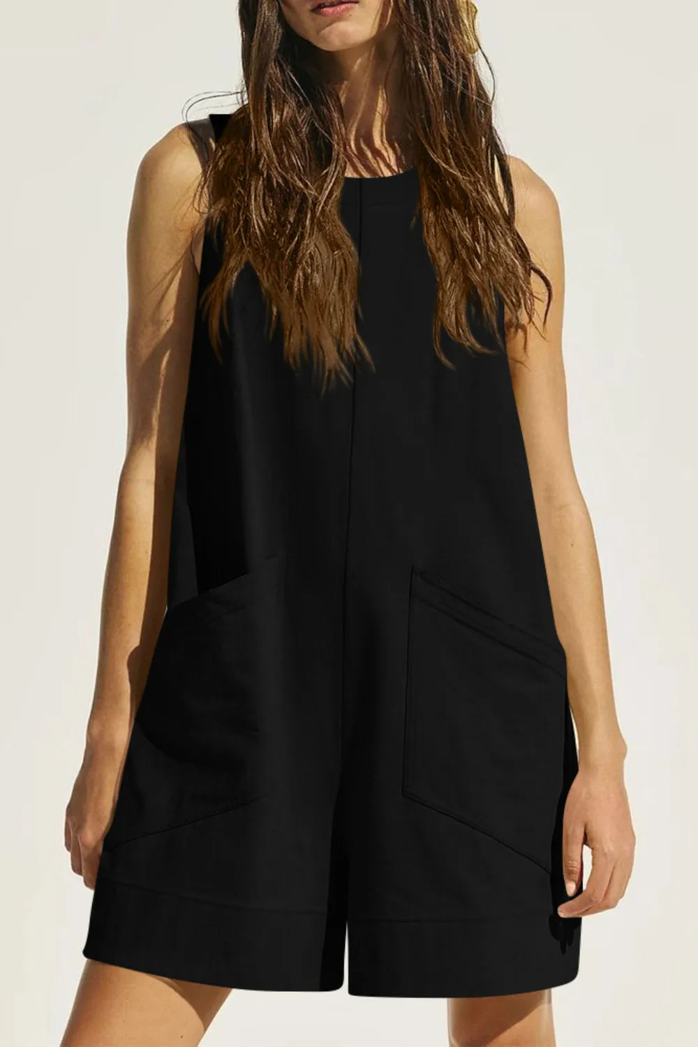 Round Neck Sleeveless Romper Pockets (17)
