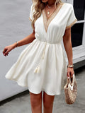 V-neck Short Sleeve Mini Dress