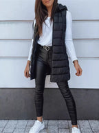 Zip Up Longline Hooded Puffer Vest Coat (13)