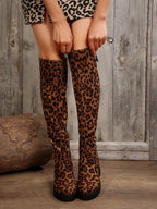Leopard Round Toe Block Heel Boots (5)
