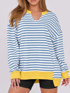 Notched Long Sleeve Oversized Sweatshirt (2)