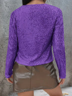 Full Size Sequin Open Front Cropped Jacket (22)