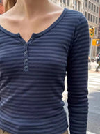 Striped Long Sleeve Henley T-shirt (5)