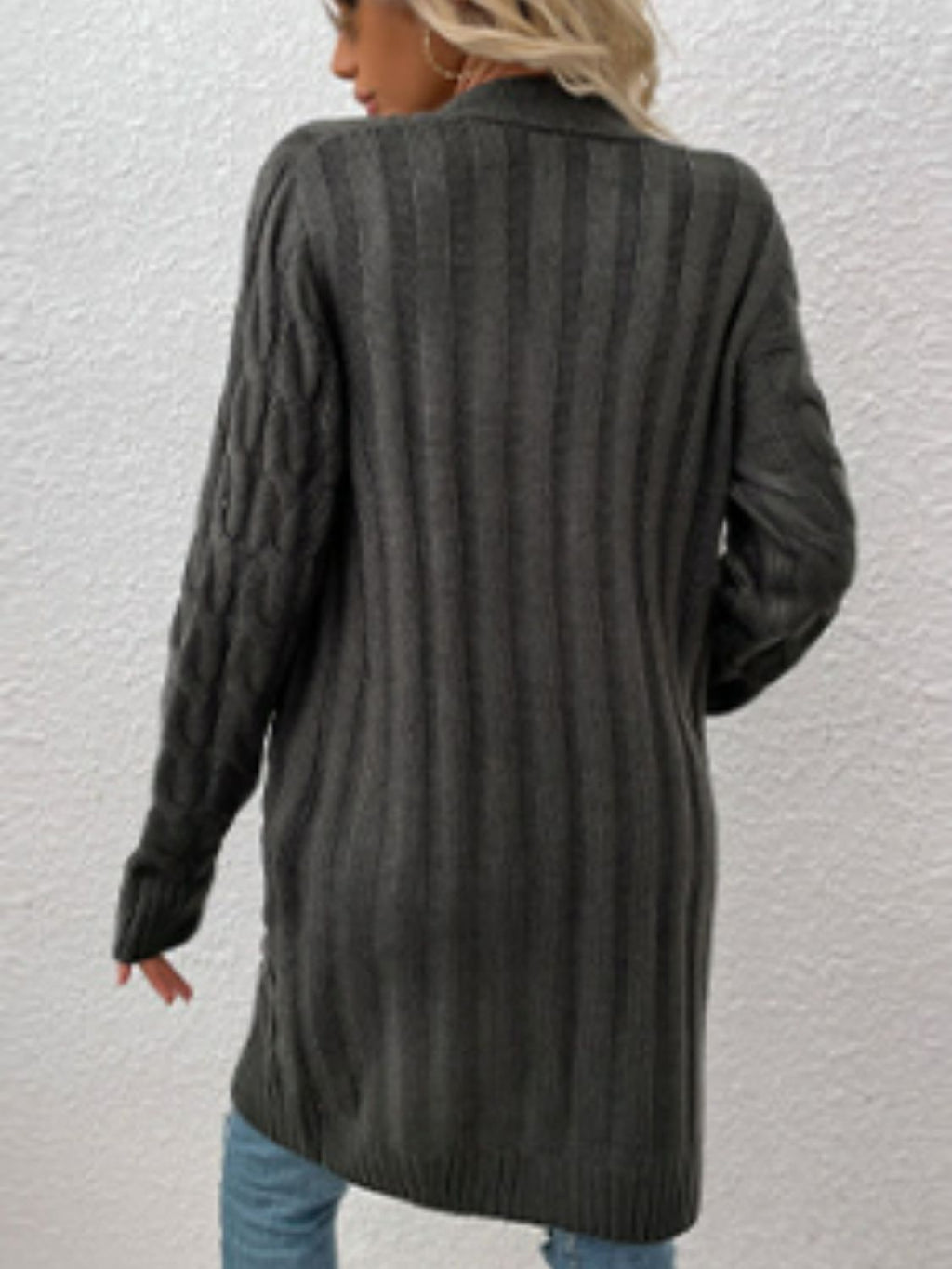 Cable-knit Button Down Cardigan Pockets (12)