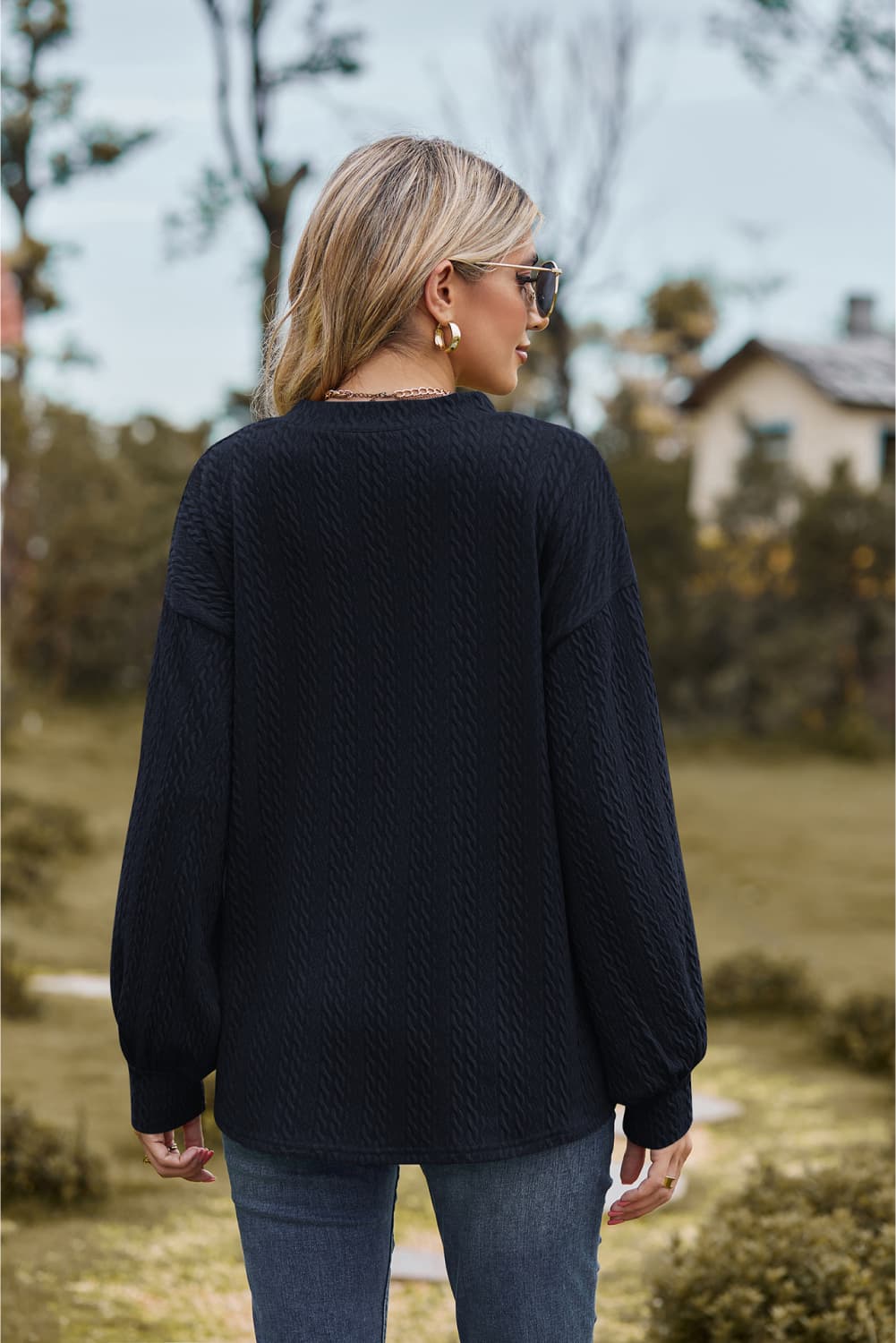 V-neck Dropped Shoulder Blouse (18)