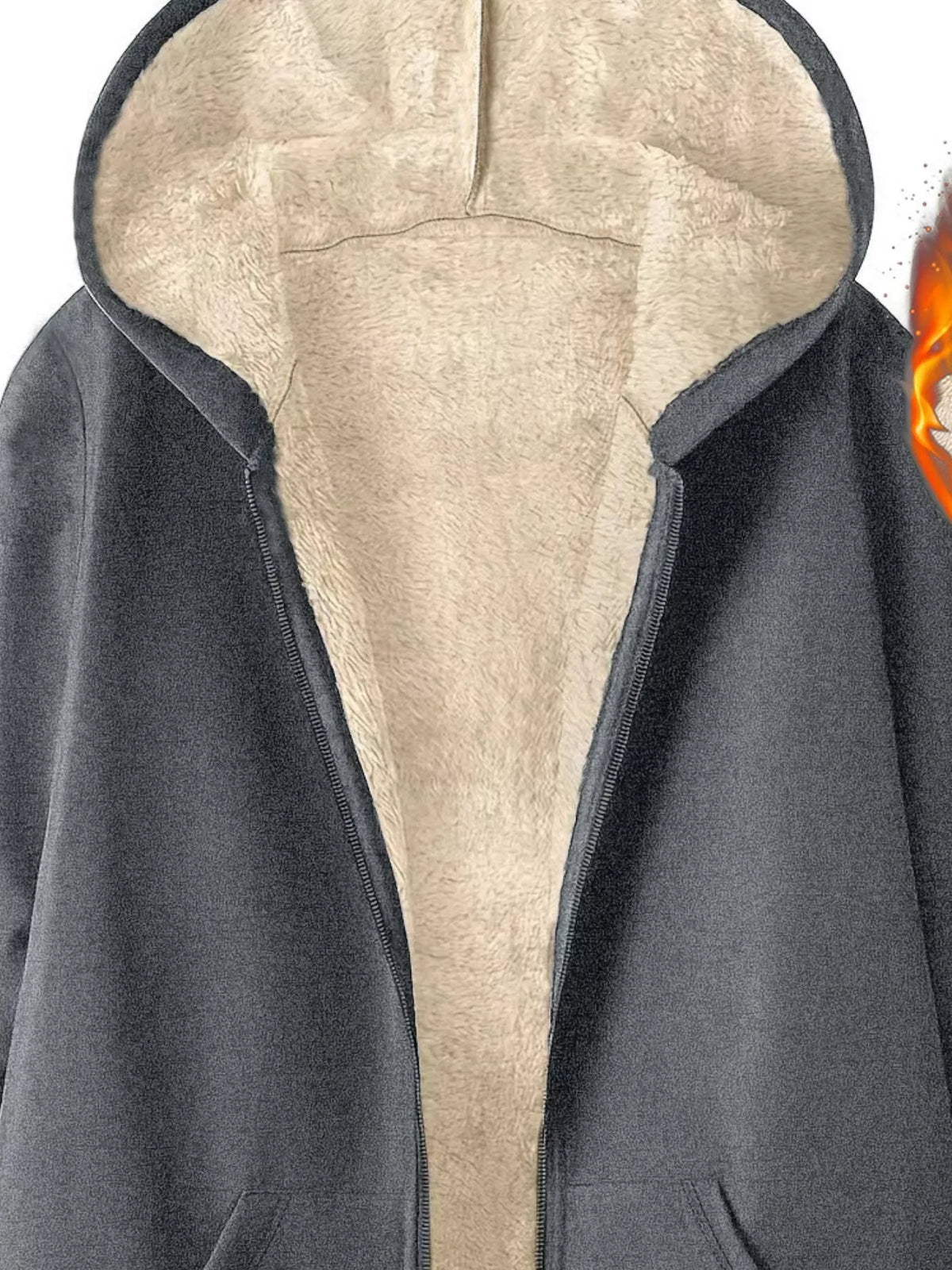 Fleece-lined Zip Up Hooded Outerwear (5)