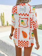 Printed Collared Neck Half Sleeve Top Shorts Set (21)