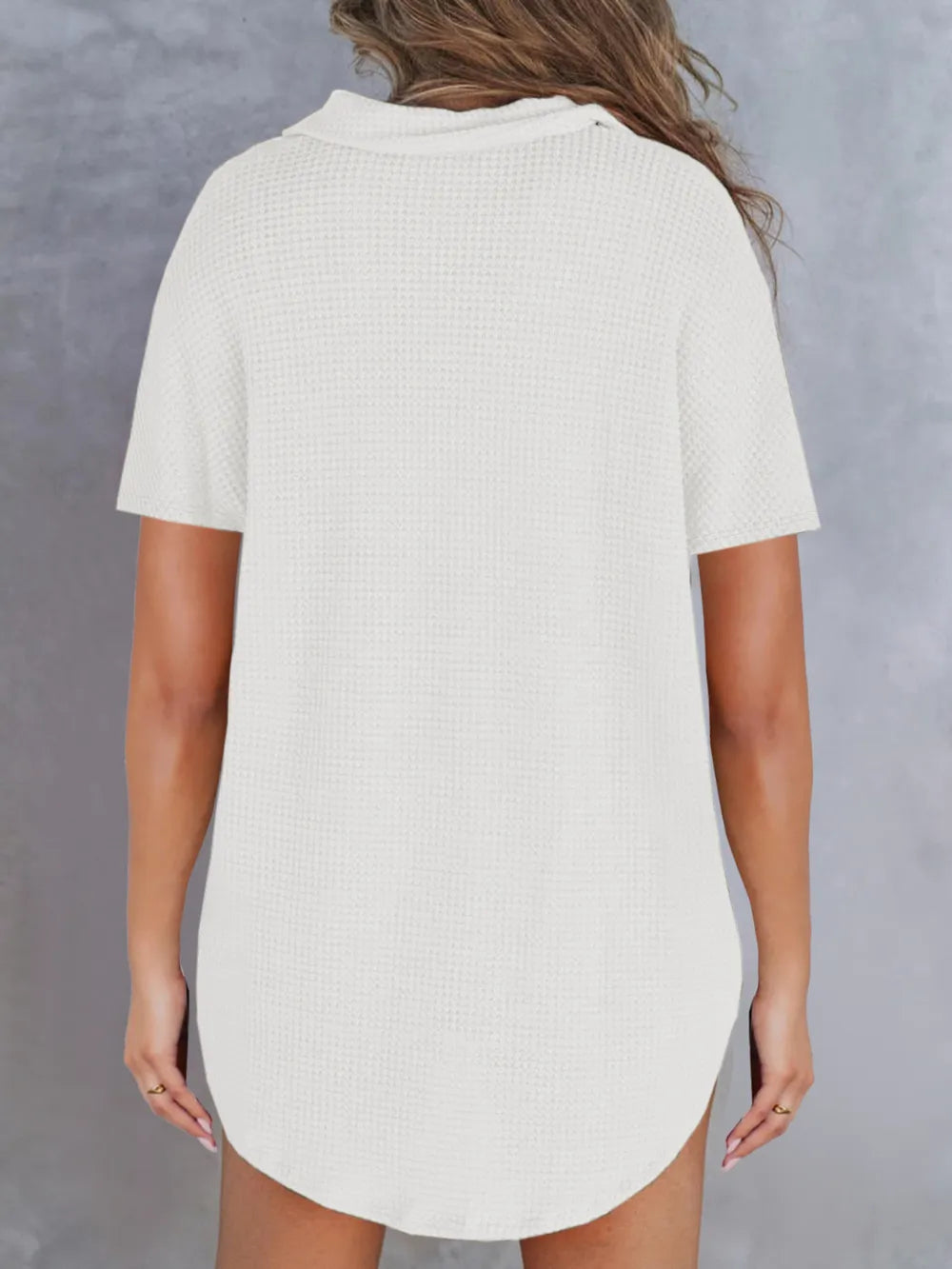 Waffle-knit Short Sleeve Polo Shirt (20)