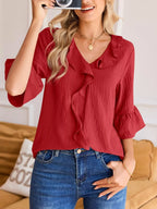 Ruffled Flounce Sleeve Blouse (15)