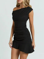 One-shoulder Ruffle Hem Mini Dress (10)