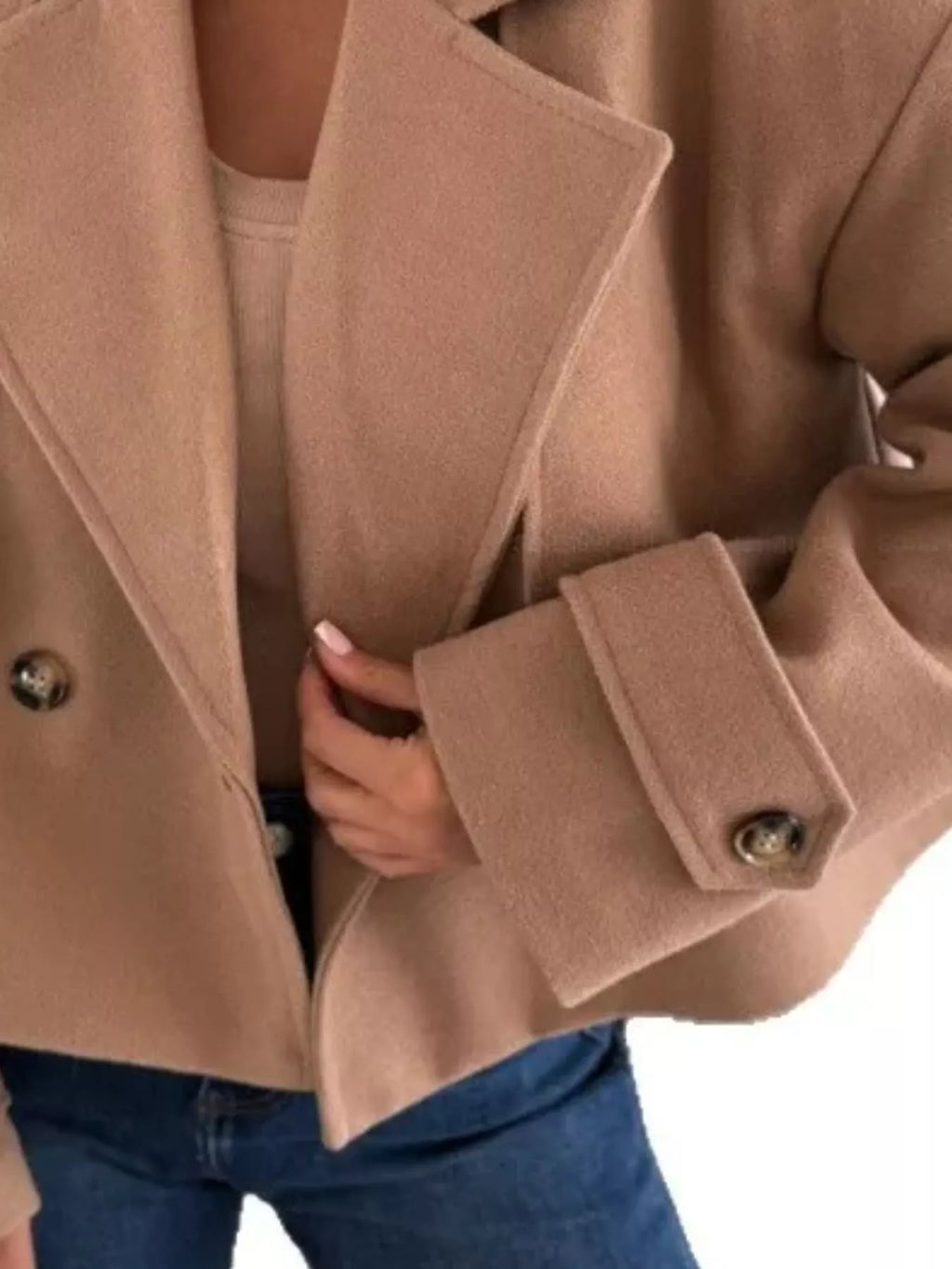 Lapel Collar Dropped Shoulder Jacket (3)