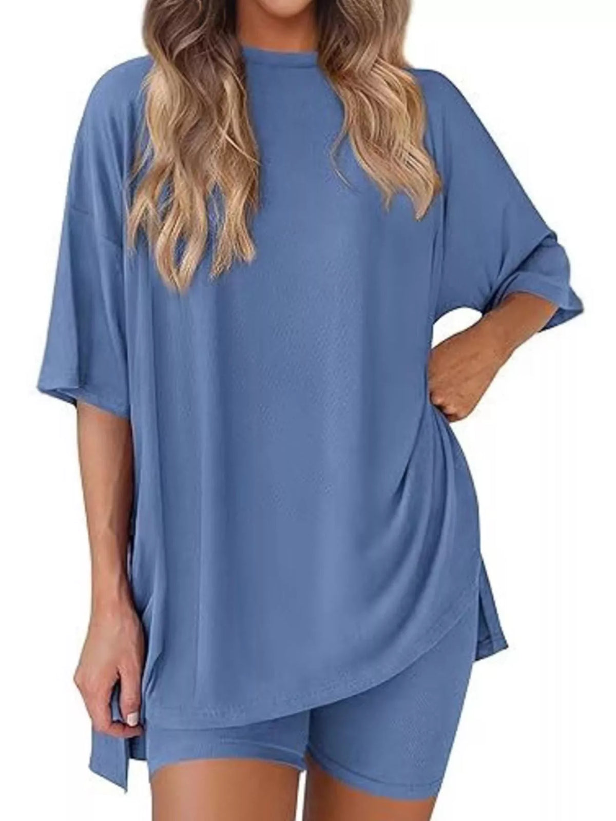 Full Size Half Sleeve T-shirt Shorts Set Plus (21)