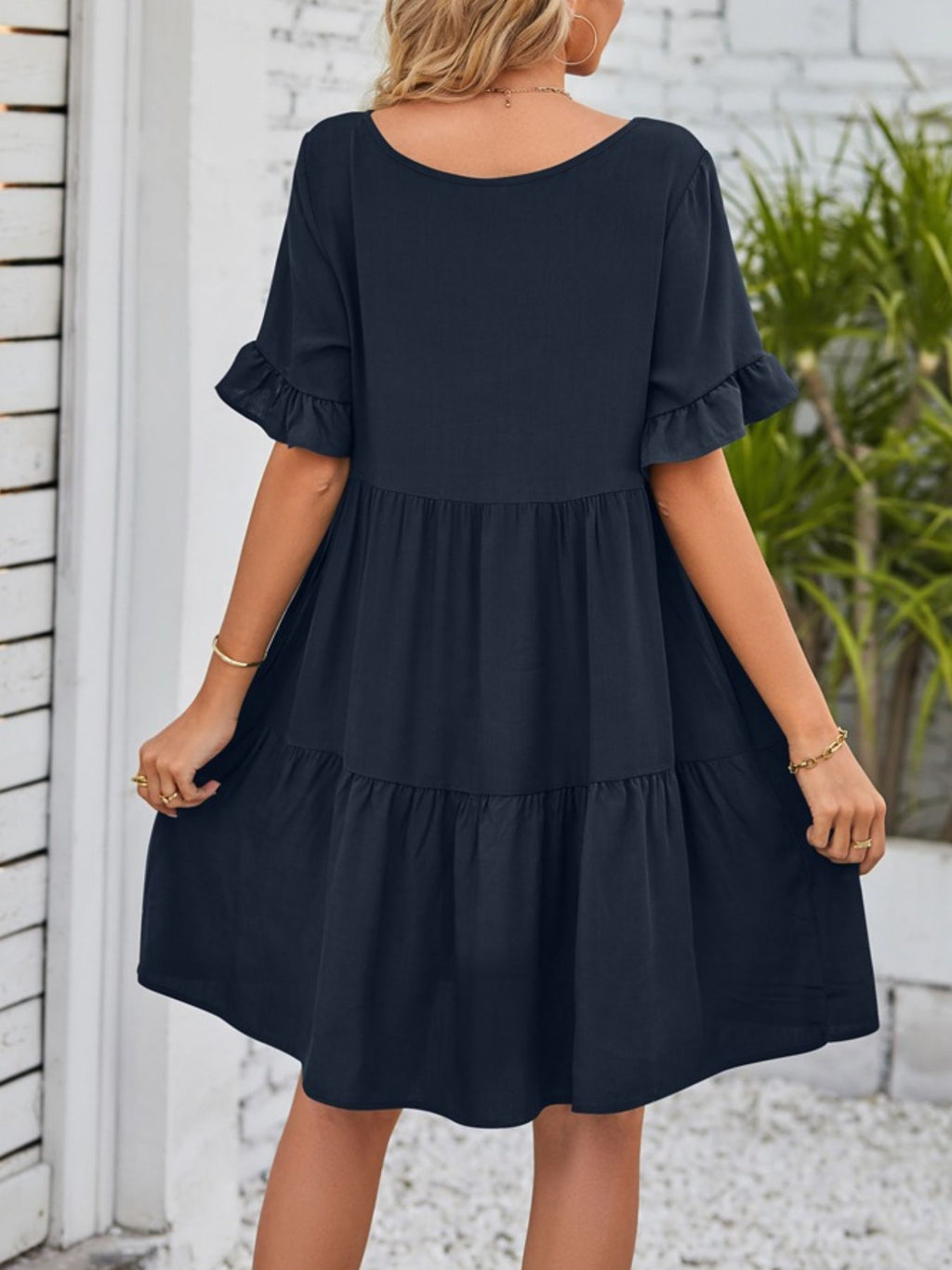 Ruffled Sleeve Tiered Mini Dress (27)