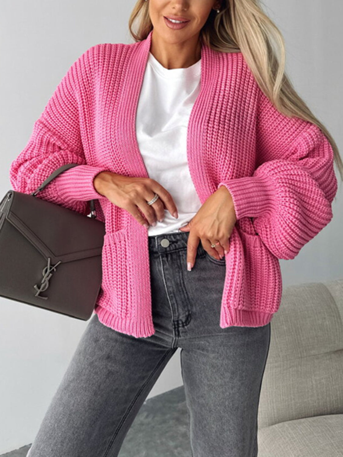 Open Front Dropped Shoulder Cardigan (6)