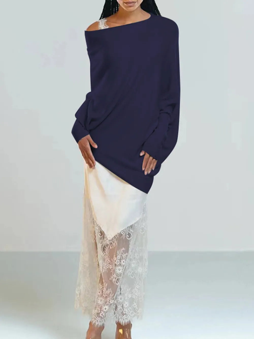 Full Size Boat Neck Batwing Sleeve Knit Top (19)