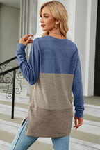 Block Round Neck Long Sleeve T-shirt (21)
