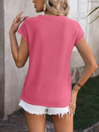 Rolled Cap Sleeve Round Neck Sweater Vest (16)