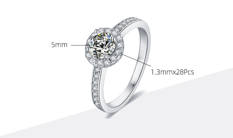 Round Bag 0.5 Carat 925 Sterling Silver Moissanite Ring photo 3