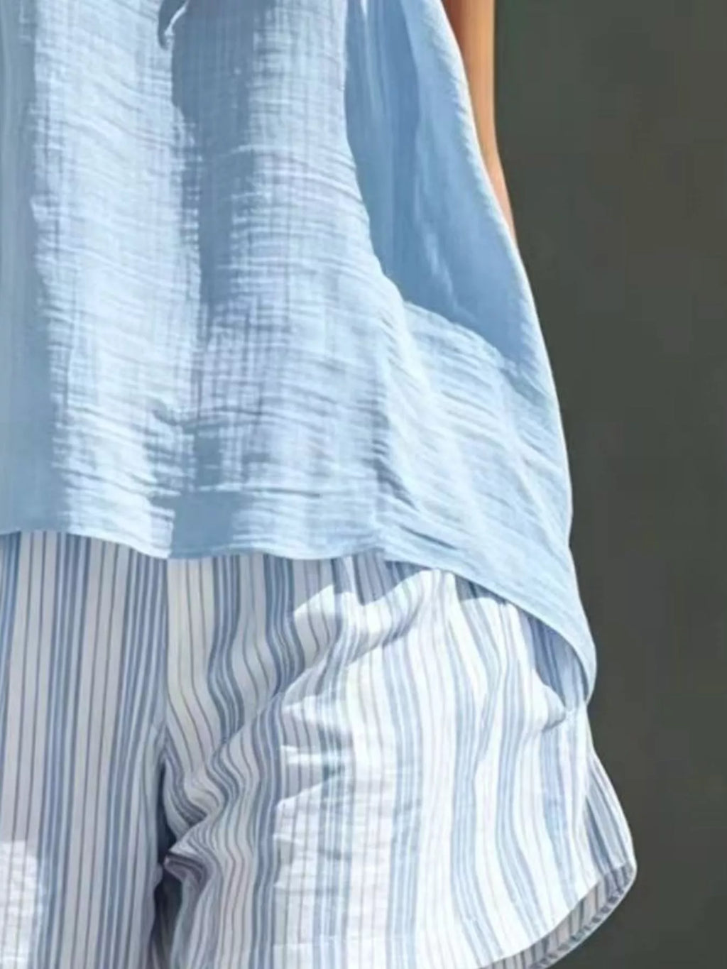 Round Neck Tank Striped Shorts Set (8)