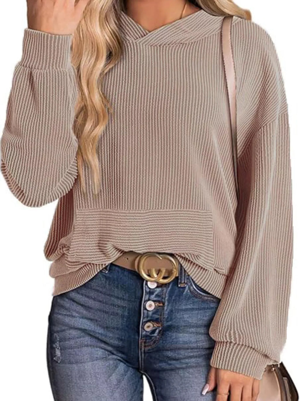 Ribbed Oversized Hoodie Sweatshirt Pocket (17)