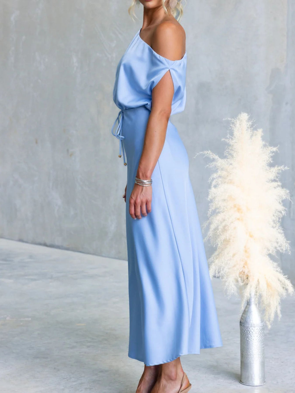 One-shoulder Tied Midi Dress (4)