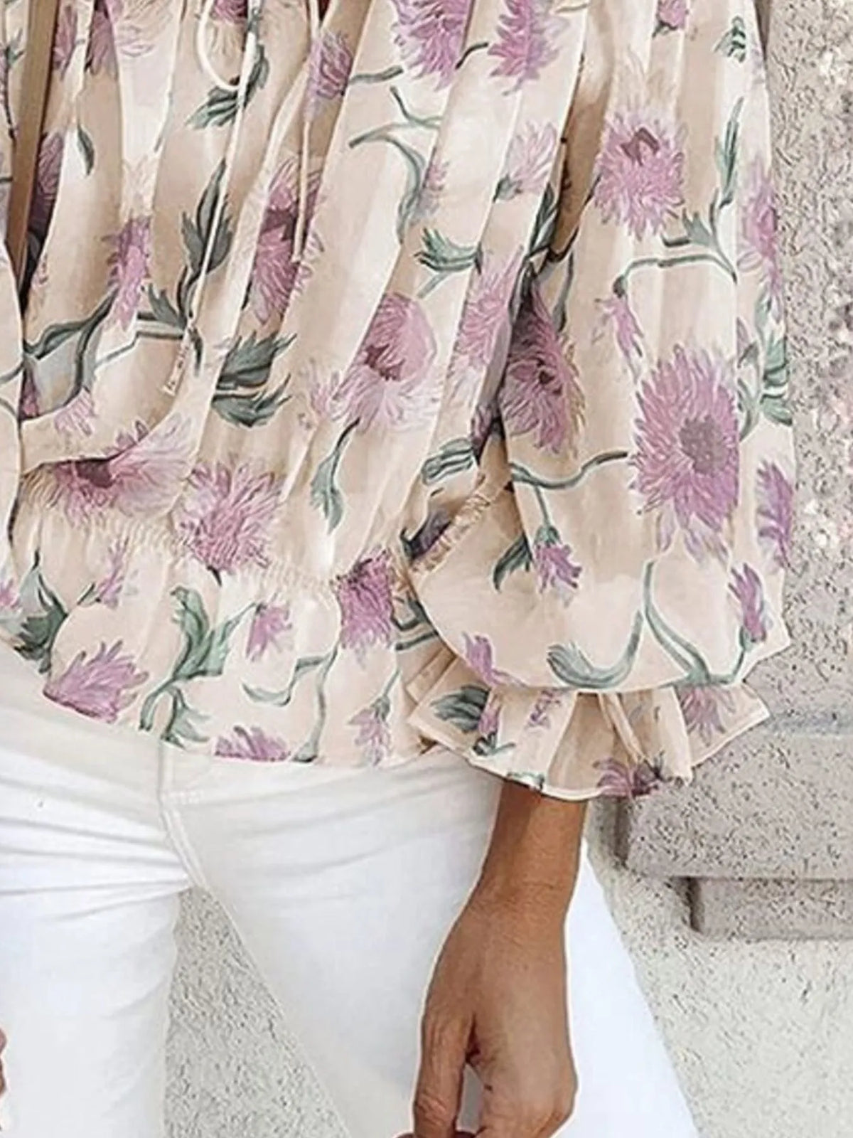 Off-shoulder Floral Print Blouse (12)