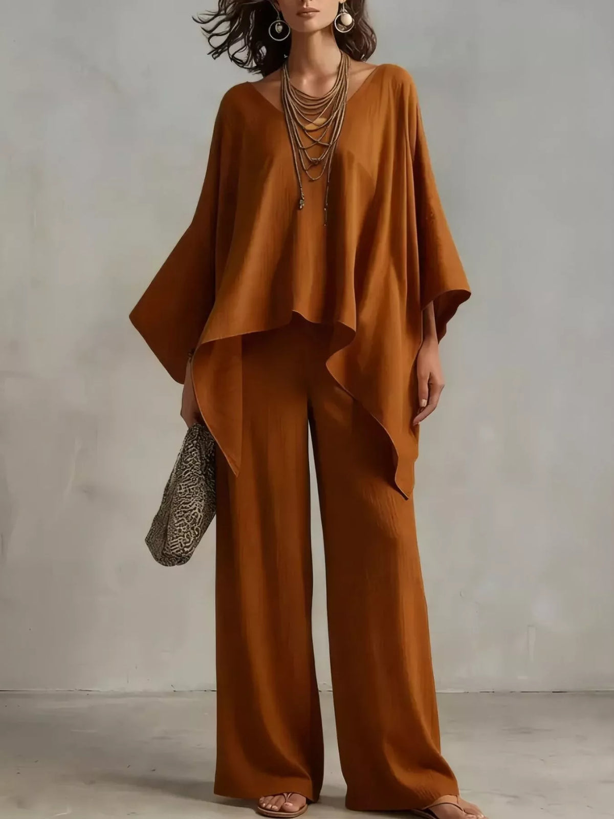 V-neck Wide-leg Two-piece Set (3)