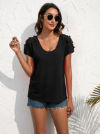 Spliced Lace Cold-shoulder Blouse (11)