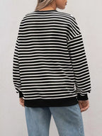Striped Round Neck Oversized Casual Sweatshirt (8)